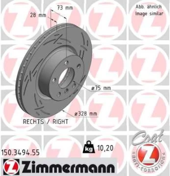 Stabdžių diskas ZIMMERMANN 150.3494.55