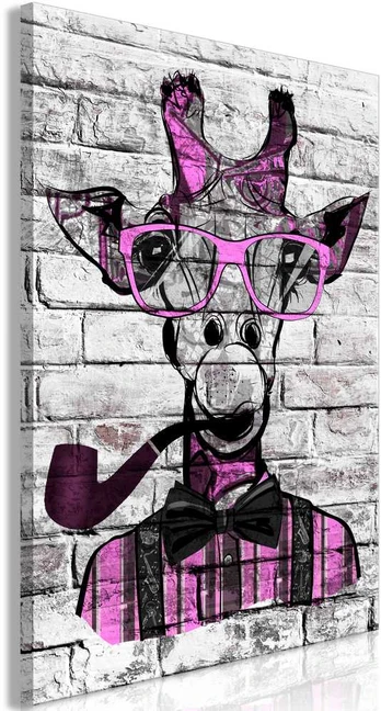 Artgeist Paveikslas - Giraffe with Pipe (1 Part) Vertical Rožinė