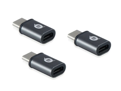 Conceptronic DONN USB-C to Micro USB OTG Adapter 3-Pack, USB 2.0 Type-C, USB 2.0 Micro, Black