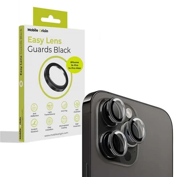 Dėklas Mobile Origin „Easy Lens“ apsauginiai dėklai, juodi – „iPhone 14 Pro / 14 Pro Max“