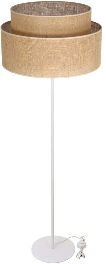 Jutinė boho grindų lempa, cilindrinis gaubtas, džiutas, 45 cm