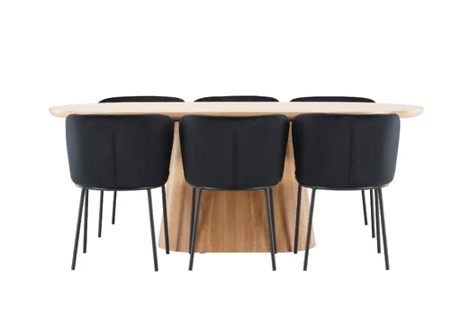 Stjärnö Table - Nature with 6 Edina kėdė - juoda