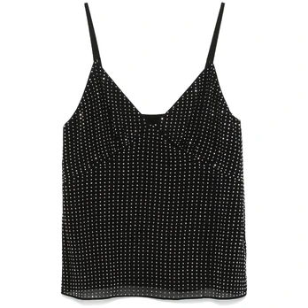 Palaidinės moterims, Juoda, Rhinestone cami top