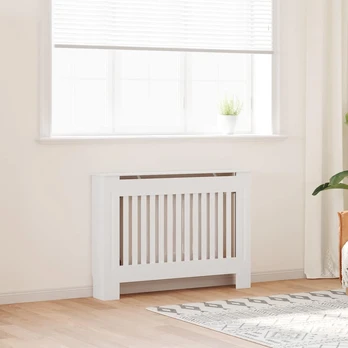 Baltos mdf grotelės radiatoriui paslėpti su lentyna, 112 cm