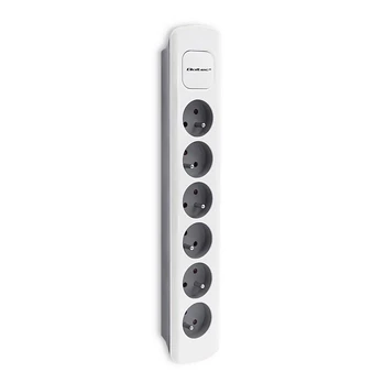 QOLTEC 50297 Power strip 6 sockets 1.8m Baltas pilkas