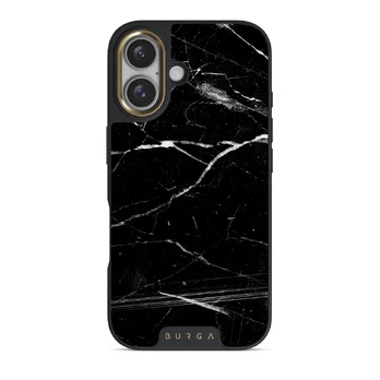 Noir Origin - Black Marble iPhone 16 Plus Case, Elite Dark (MagSafe) / Gold