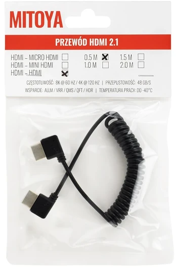 Mitoya HDMI Laidas - Micro HDMI Spiralinis 50cm 48Gbps 8K 60Hz 4K 120Hz