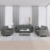Sofa Sofos komplektas su pagalvėmis, 3 dalių, pilkas, audinys kaina
