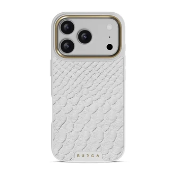 Glacial Desert - White Snakeskin iPhone 17 Pro Case, Elite Light (MagSafe) / Gold