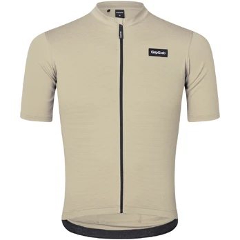 GripGrab EXPLR Merinotech vyriški marškinėliai | Beige, M