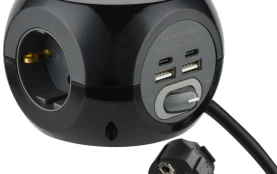Ilgiklis ELECTRALINE MINI CUBE, 3 lizd. + 2 USB Type A + 2 USB Type C, 1,5 m, su įž., su jungikliu, kaina