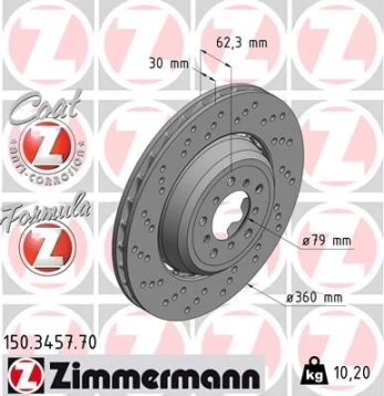 Stabdžių diskas ZIMMERMANN 150.3457.70