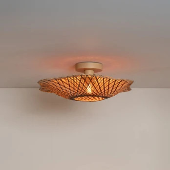GOOD & MOJO Lubinis šviestuvas Madura, Ø 44 cm, rudas, bambukas E27