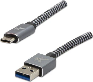 USB kabelis Logo USB-A - USB-C 1 m Juodas- pilka