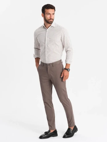 Vyriškos rudos chino kelnės regular fit
