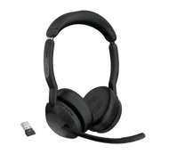Jabra Evolve2 55 UC Stereo Link380a Belaidės ausinės, Bluetooth, USB-A, Juoda