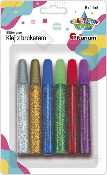 Klijai su blizgučiais 6 spalvų - Titanum