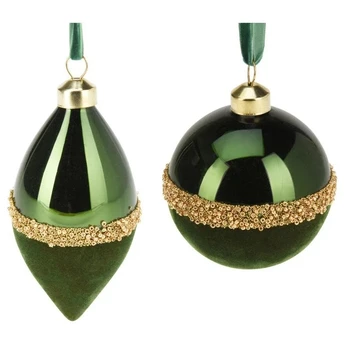 ORNAMENT GLASS 8CM Žalias VELVET