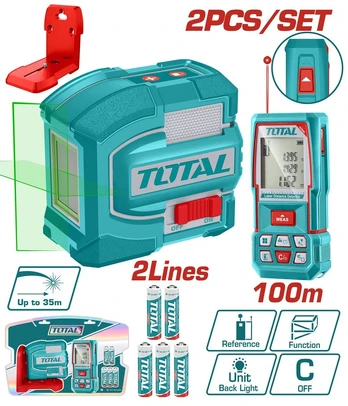 Lazerinis nivelyras ir atstumo matuoklis TOTAL, 2 vnt., TTOSLL0502