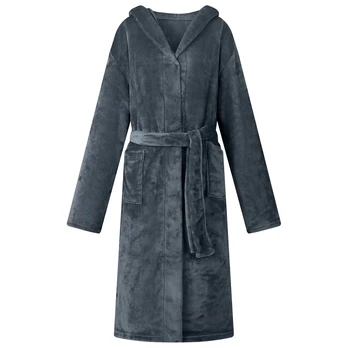 Chalatą su kapucė Jūrinė mėlyna s Flanelė