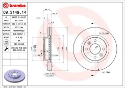 Stabdžių diskas BREMBO 09.3149.14 kaina