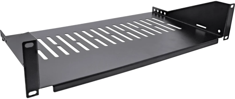 InLine® 19" shelf, 250mm, 20kg, 2U, RAL 9005 juodas