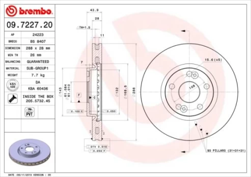 Stabdžių diskas BREMBO 09.7227.20
