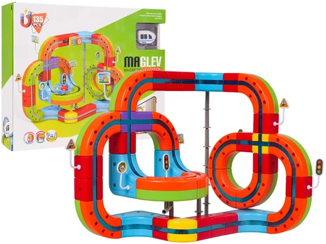 Magnetinis spalvotas traukinys 135 vnt