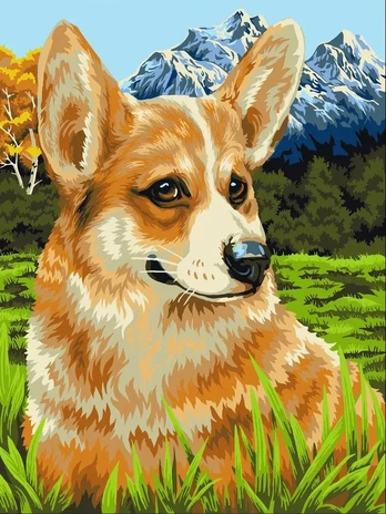 Paint by Numbers kit "Corgi on a walk" 40x50 cm H094