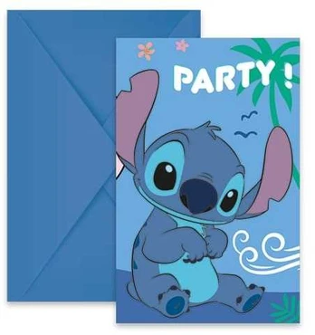 Globos Europe B.V. Stitch & Angel invitationer, 6 stk
