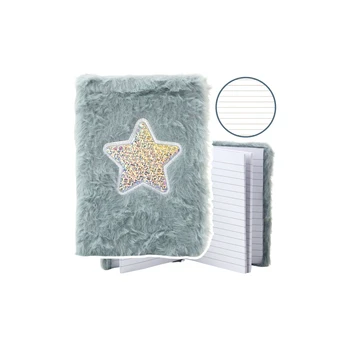 Lean Plush Notebook Lined Shiny Star Gray A6 80 Sheets