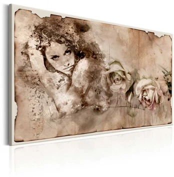 Artgeist Paveikslas - Retro Style: Woman and Roses