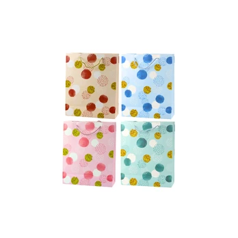 Lean Gift Bag Dot Pattern Gold Pastel 32 × 26 × 10 cm