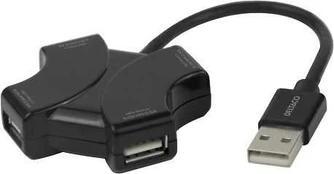 Deltaco USB-A-hubi, 4x USB-A, 480 Mbps, musta