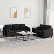 Sofa Sofos komplektas su pagalvėmis, 2 dalių, juodas, audinys kaina