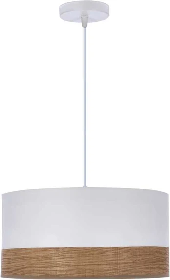 PORTO HANGING LAMP Baltas 1X60W E27 Baltas + WALNUT LAMPSHADE
