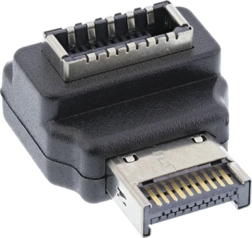 InLine® USB 3.2 adapter internal, front panel USB-E male to USB-E female 90°