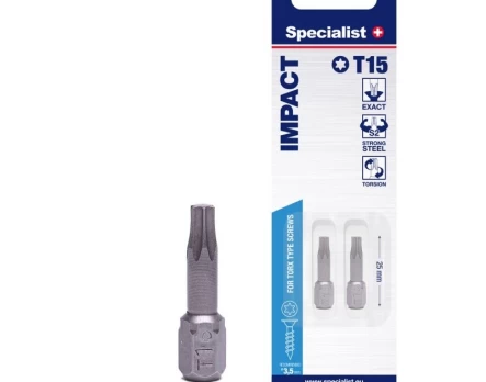 Sukimo antgalis SPECIALIST T15, 2 vnt, 25 mm