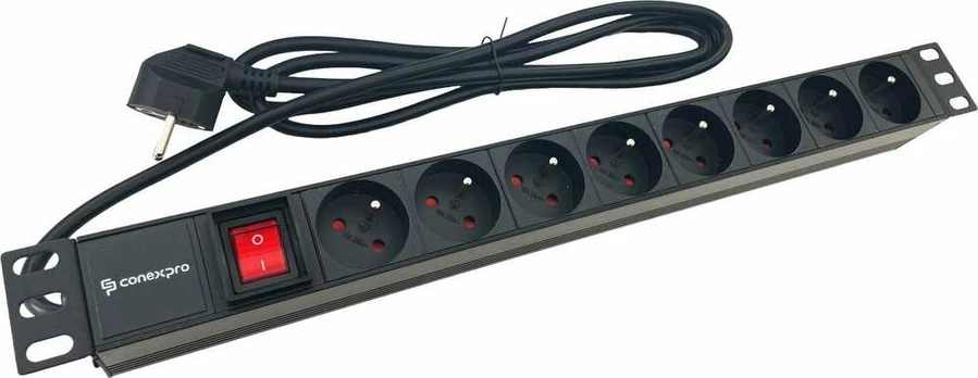 Šakotuvas Conexpro 19" distribution panel 8x 230V FR, 16A, 1.4m, juodas
