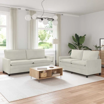 Sofa Sofos komplektas 2 pcs Kreminė Aksomas