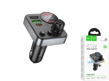 FM-moduliatorius HOCO 86, USB-A, micro SD, Bluetooth, 30W greitas įkrovimas