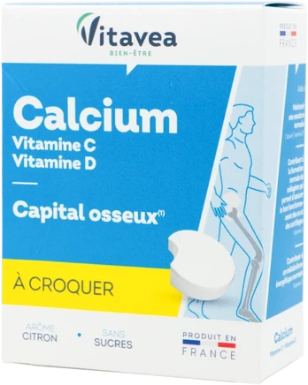VITAVEA Kalcis + vitaminai C ir D3, 24 kramtomos tabletės