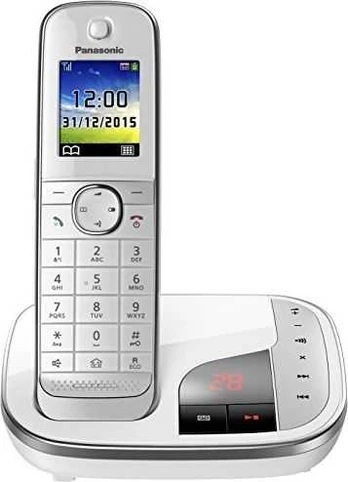 Panasonic baltas fiksuotojo ryšio telefonas