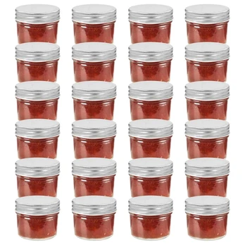 Stikl. stiklainiai uog. su sidabriniais dangt., 24vnt., 110ml