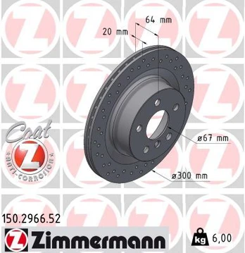 Stabdžių diskas ZIMMERMANN 150.2966.52