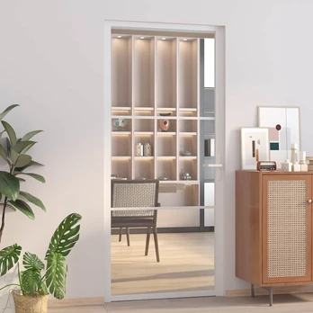 Vidaus durys, baltos, 93x201,5cm, esg stiklas ir aliuminis