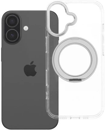 Dėklas Oem Case for iPhone 17 Frame Circle Stand compatible with MagSafe transparent