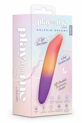 PLAY WITH ME Dolphin Dreams Mini Vibrator, 10 Modes, Waterproof, Blue