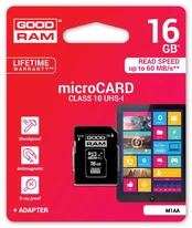 Atminties korta Goodram microSD 16Gb (class 10) + SD adapter kaina