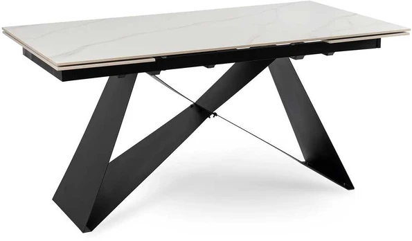 Stół VICTOR 160-240 cm Baltas marmur/Juodas